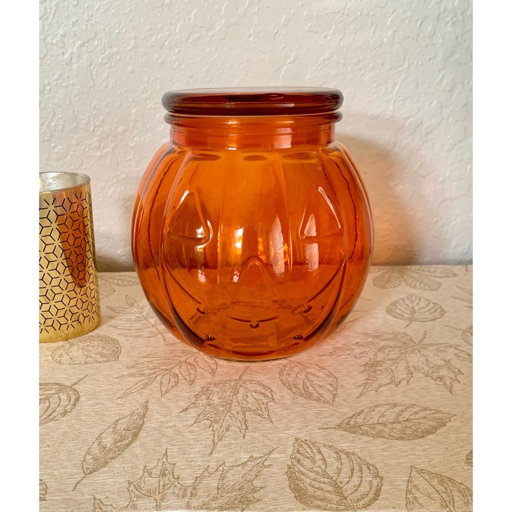 Halloween Glass Pumpkin Canister